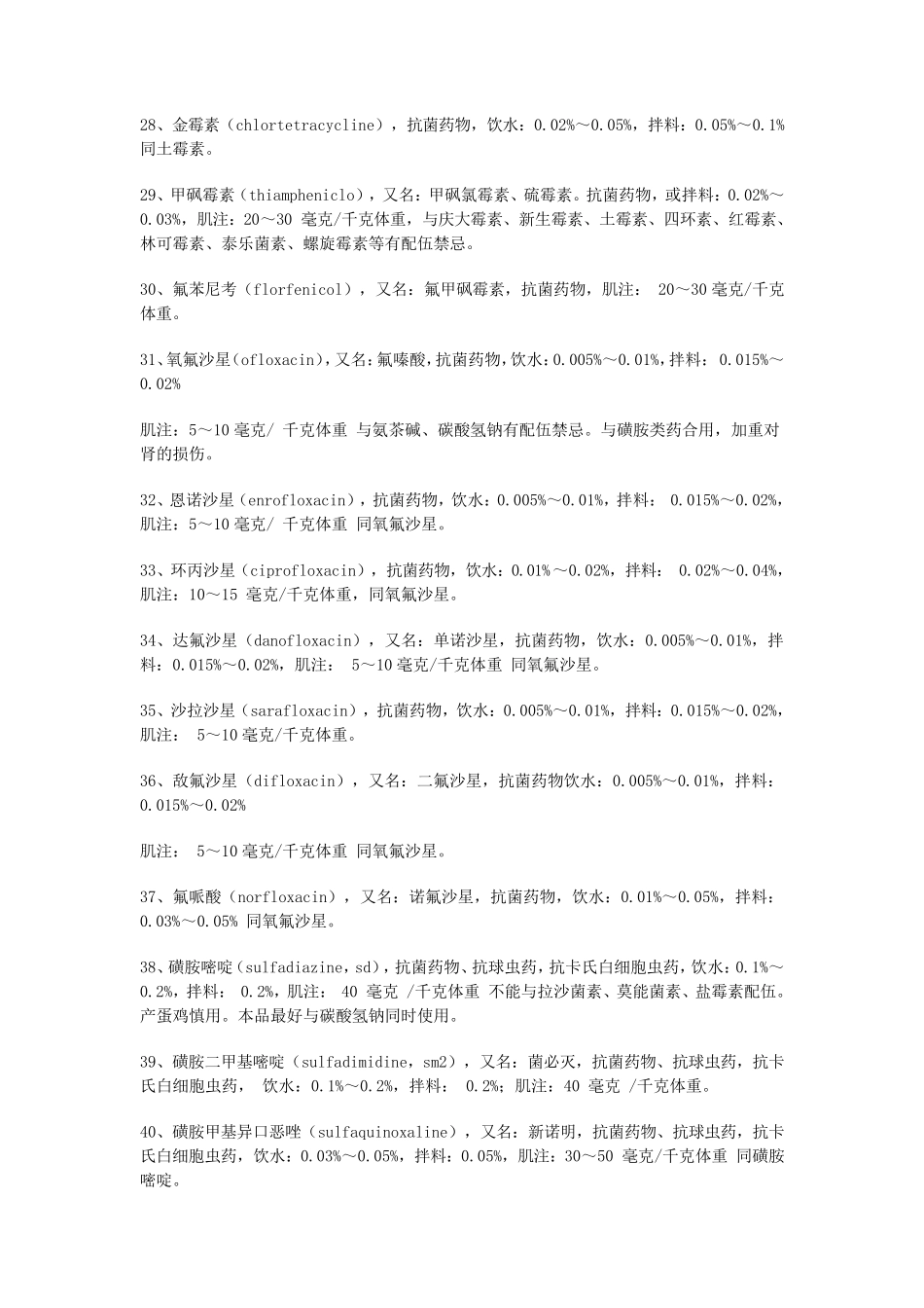 常见兽药用法用量表_第3页
