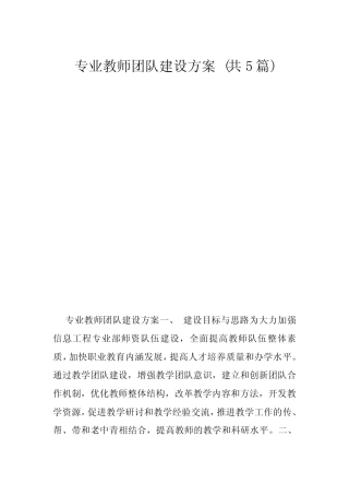 专业教师团队建设方案(共5则)