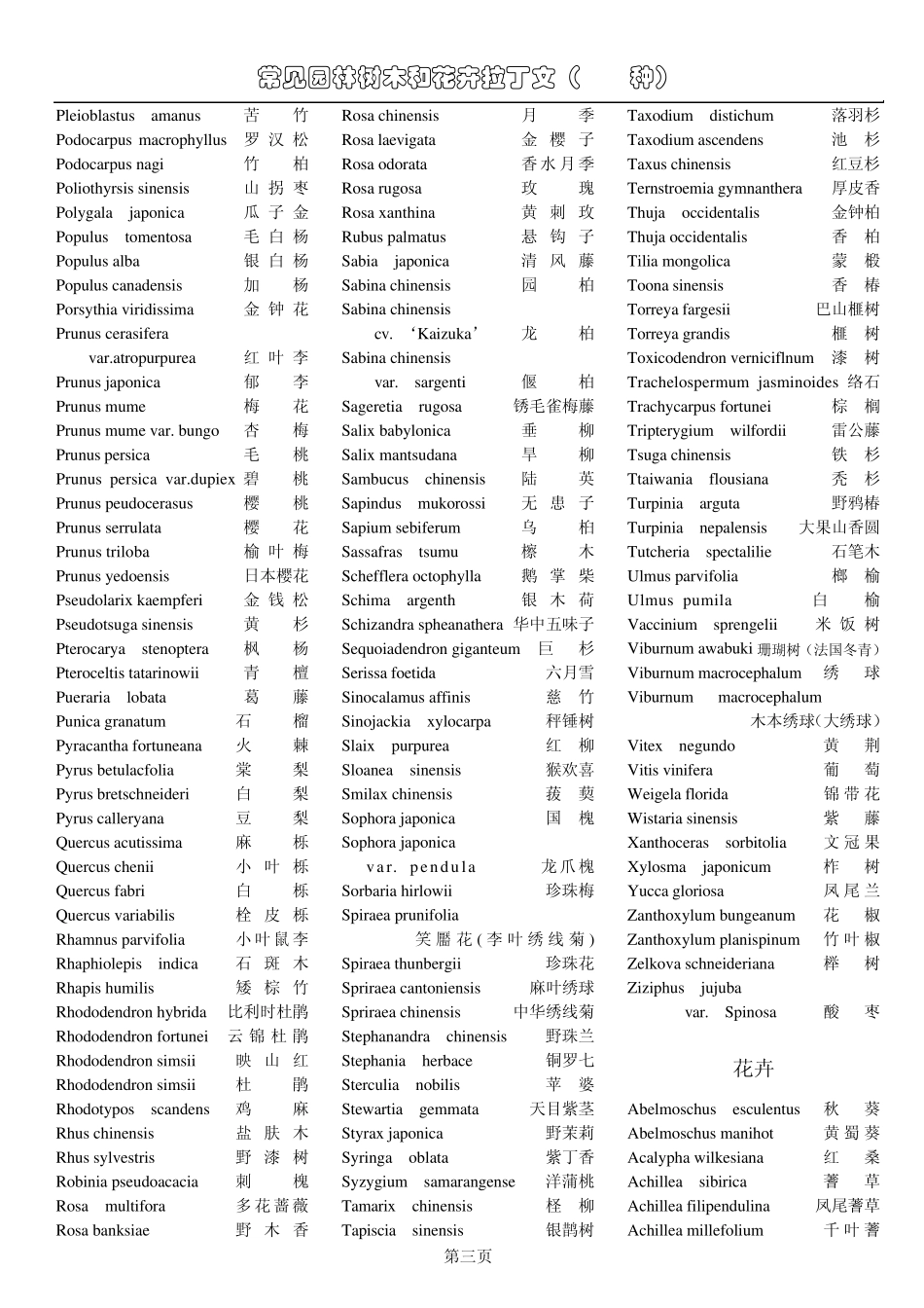 常见园林树木和花卉拉丁文(学名)_第3页