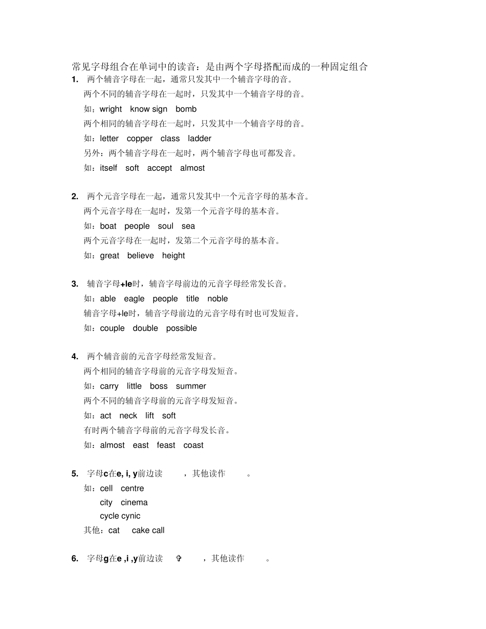常见字母组合在单词中的读音_第1页