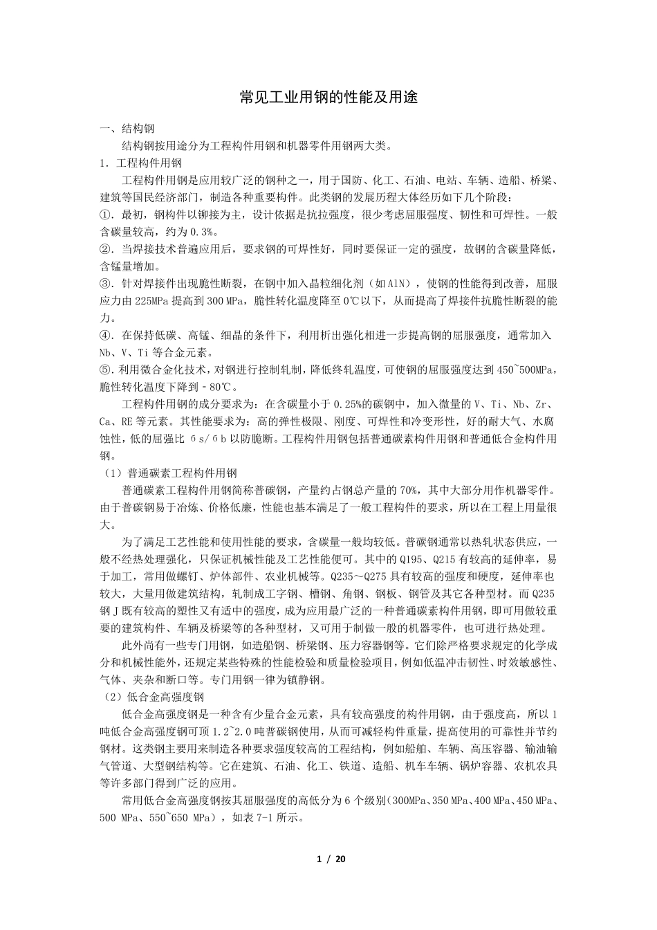 常见工业用钢的性能及用途_第1页