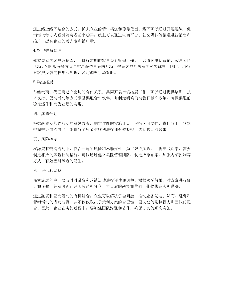 融资及营销活动策划方案_第2页