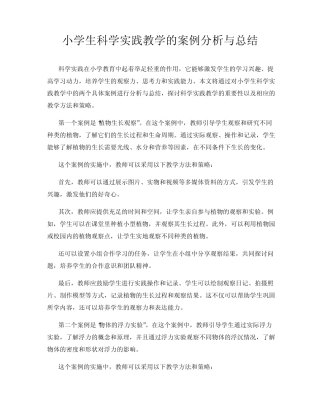 小学生科学实践教学的案例分析与总结