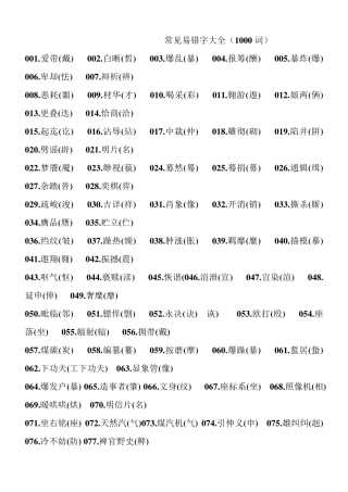 常见易错字大全