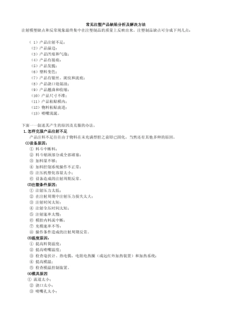 常见注塑产品缺陷分析及解决方法