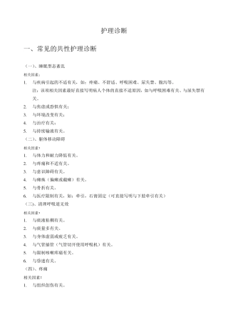 常见的共性护理诊断