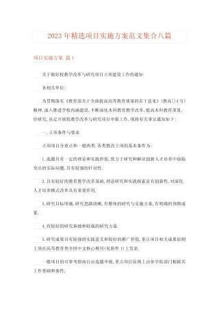2023年精选项目实施方案范文集合八则