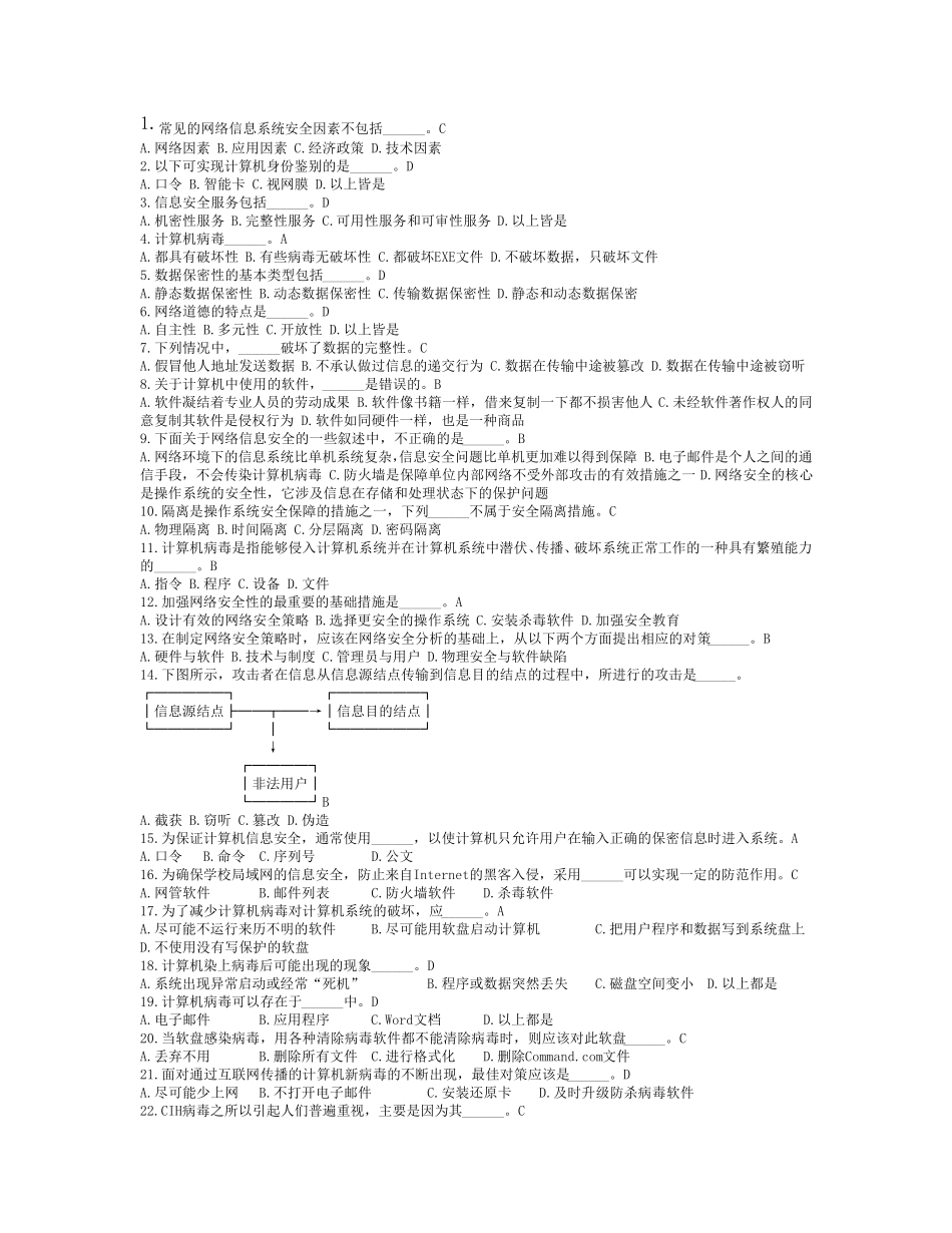 常见的网络信息系统安全因素不包括_第1页