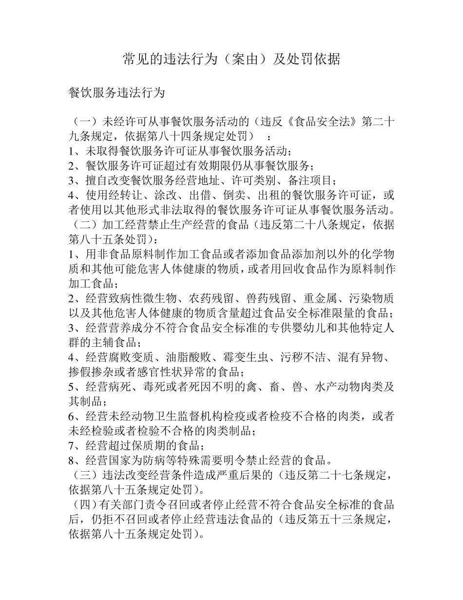 常见的违法行为及处罚依据_第1页
