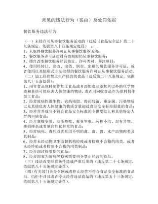 常见的违法行为及处罚依据