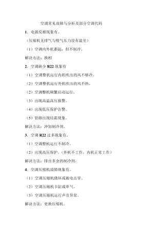 常见空调故障及处理方法