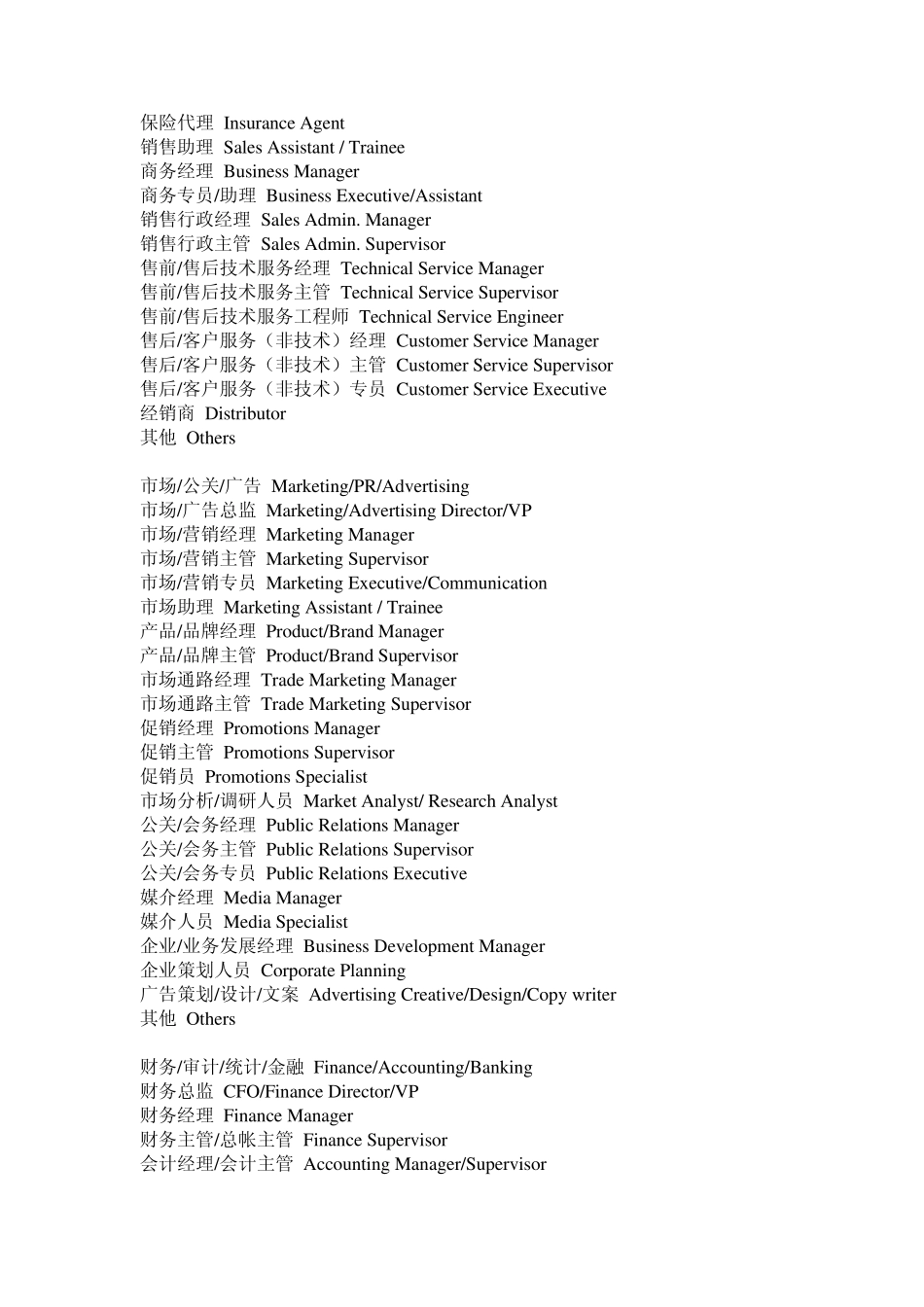 常见职位英文翻译_第2页