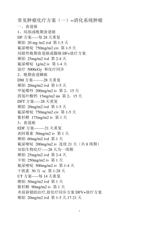 常见肿瘤化疗方案