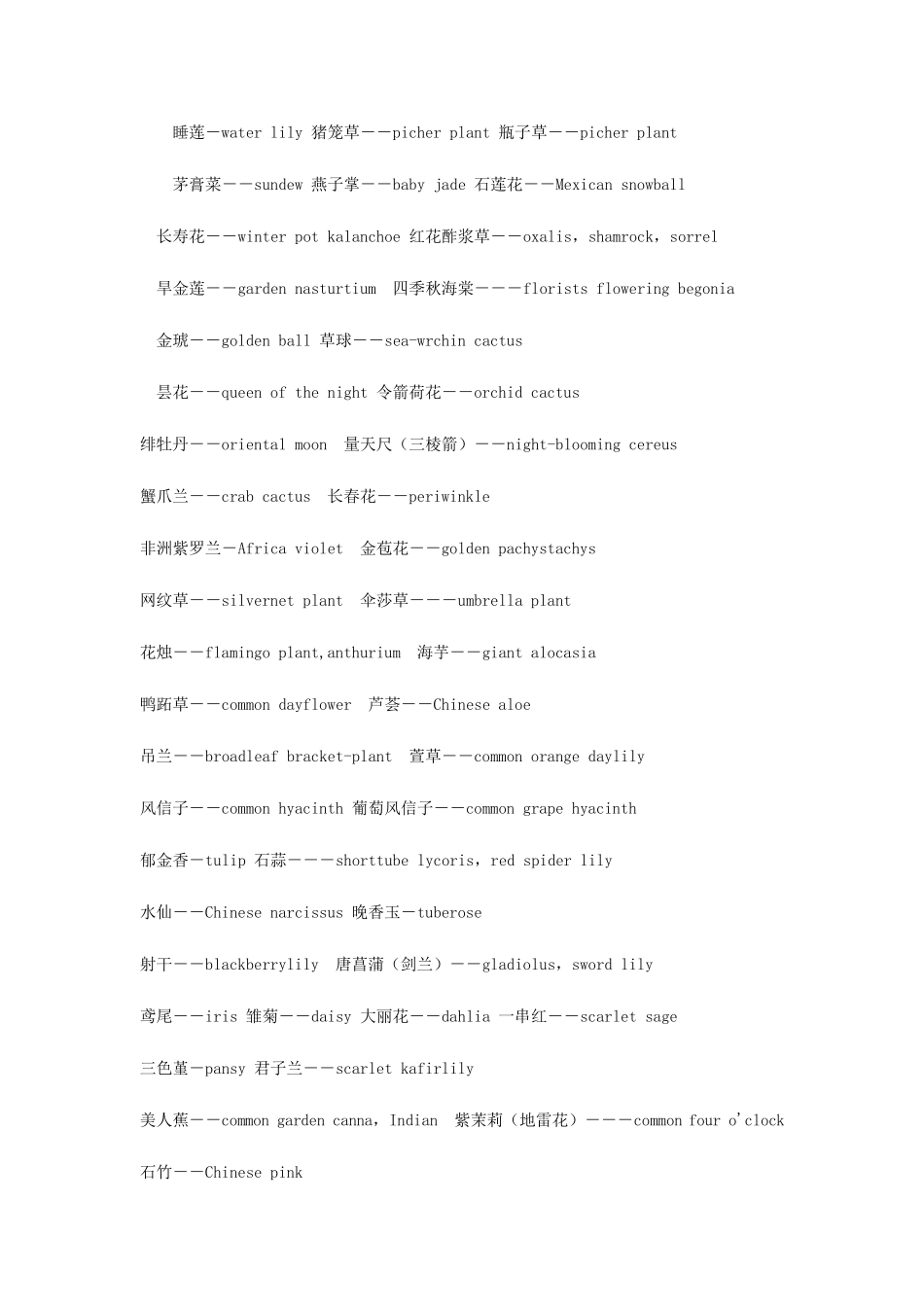 常见花卉的中英文名称对照_第3页