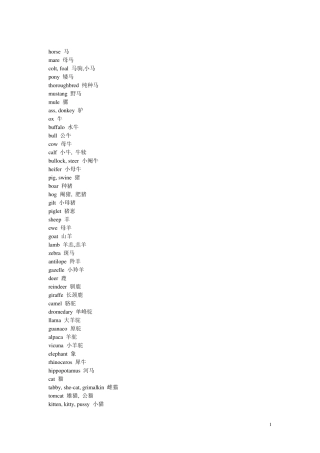 常见英文动物名称