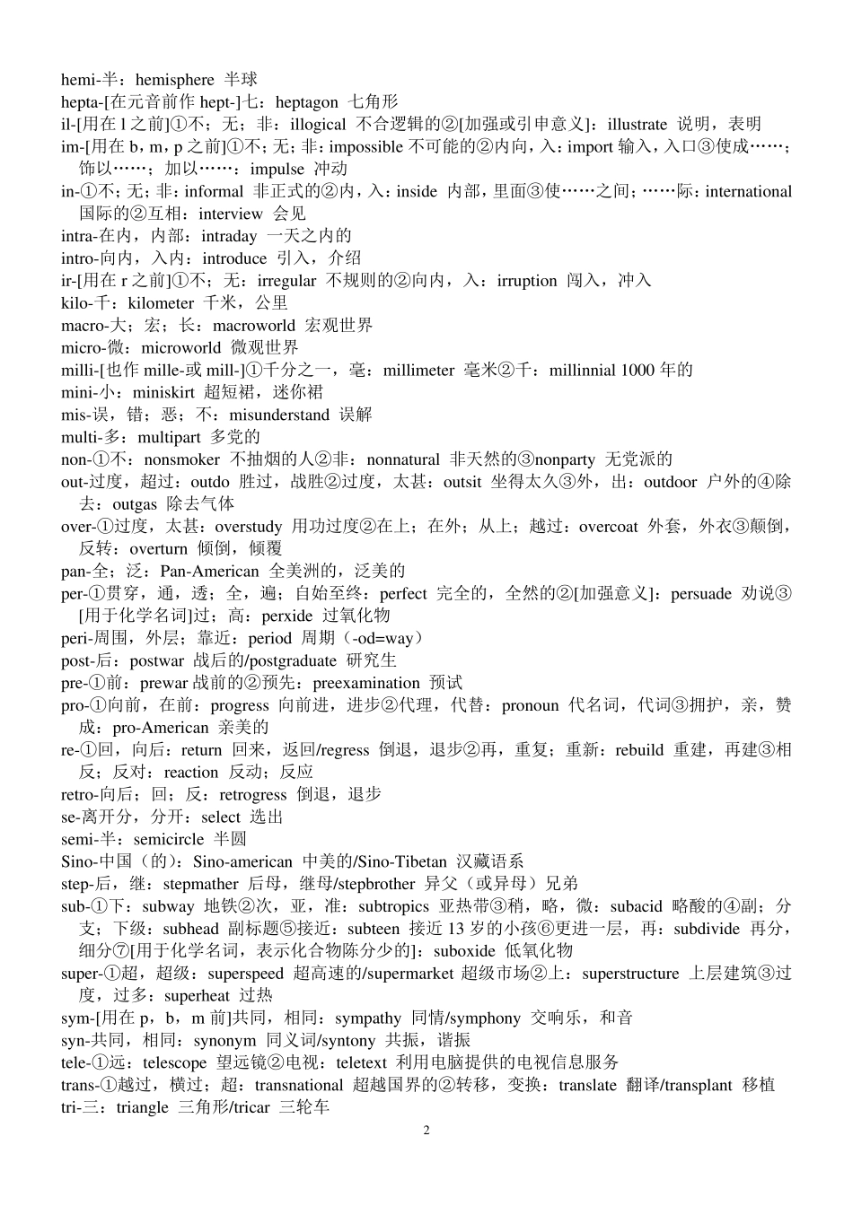 常见英语词缀词根表(完)_第2页