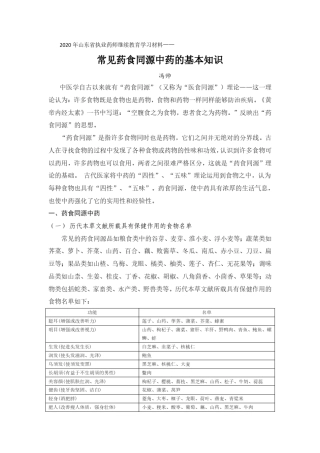 常见药食同源中药的基本知识