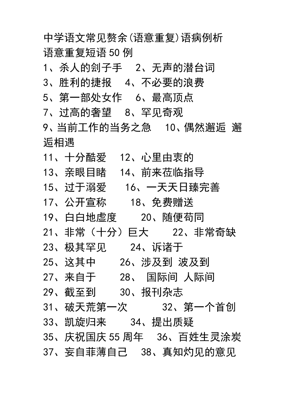 常见赘余、重复词语_第1页