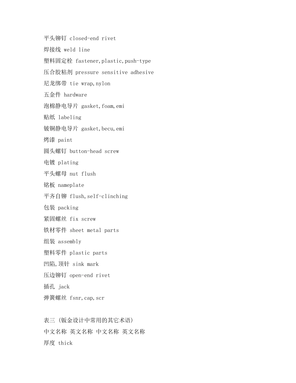 常见钣金设计术语中英文对照表_第3页