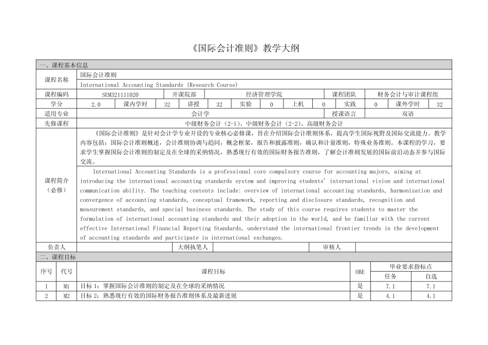 《国际会计准则》课程教学大纲_第1页