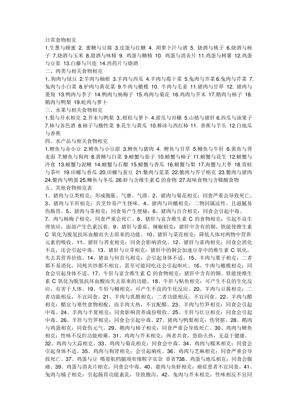 常见食物相克大全(1000多种)_第1页