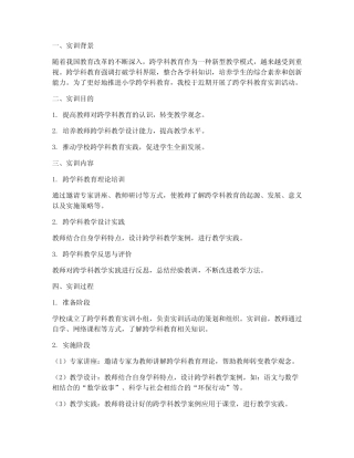 小学跨学科教育实训报告