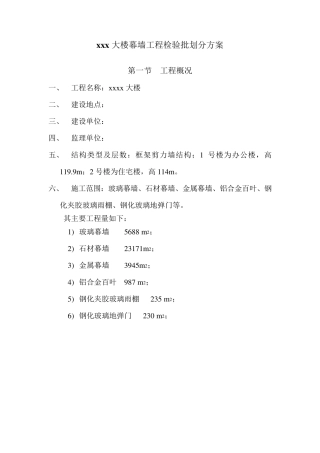 幕墙工程检验批划分方案(按层划分)1