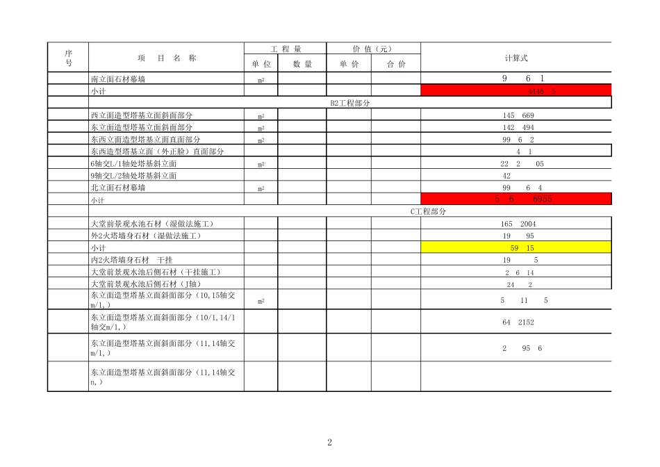 幕墙工程量清单_第2页