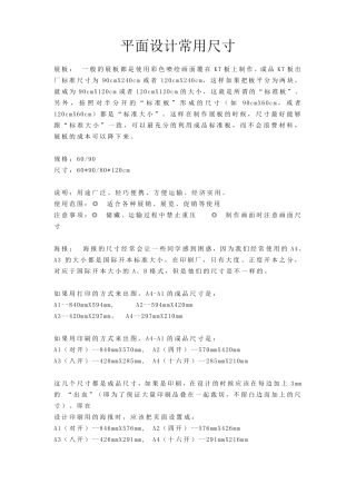 平面设计常用尺寸