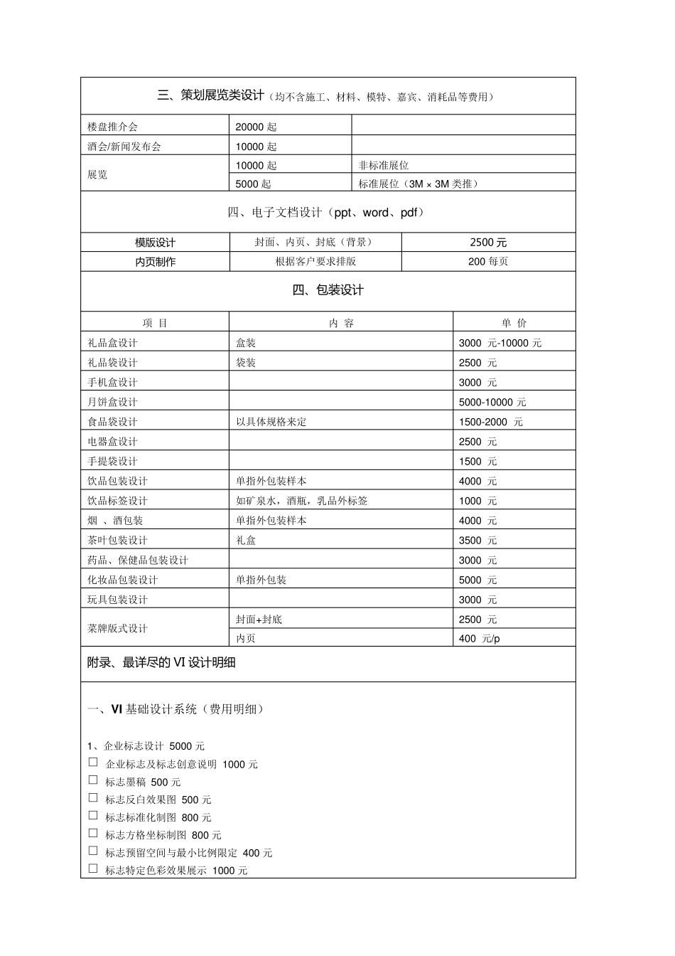 平面设计收费价格表1_第2页