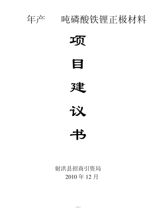 年产2000吨磷酸铁锂正极材料