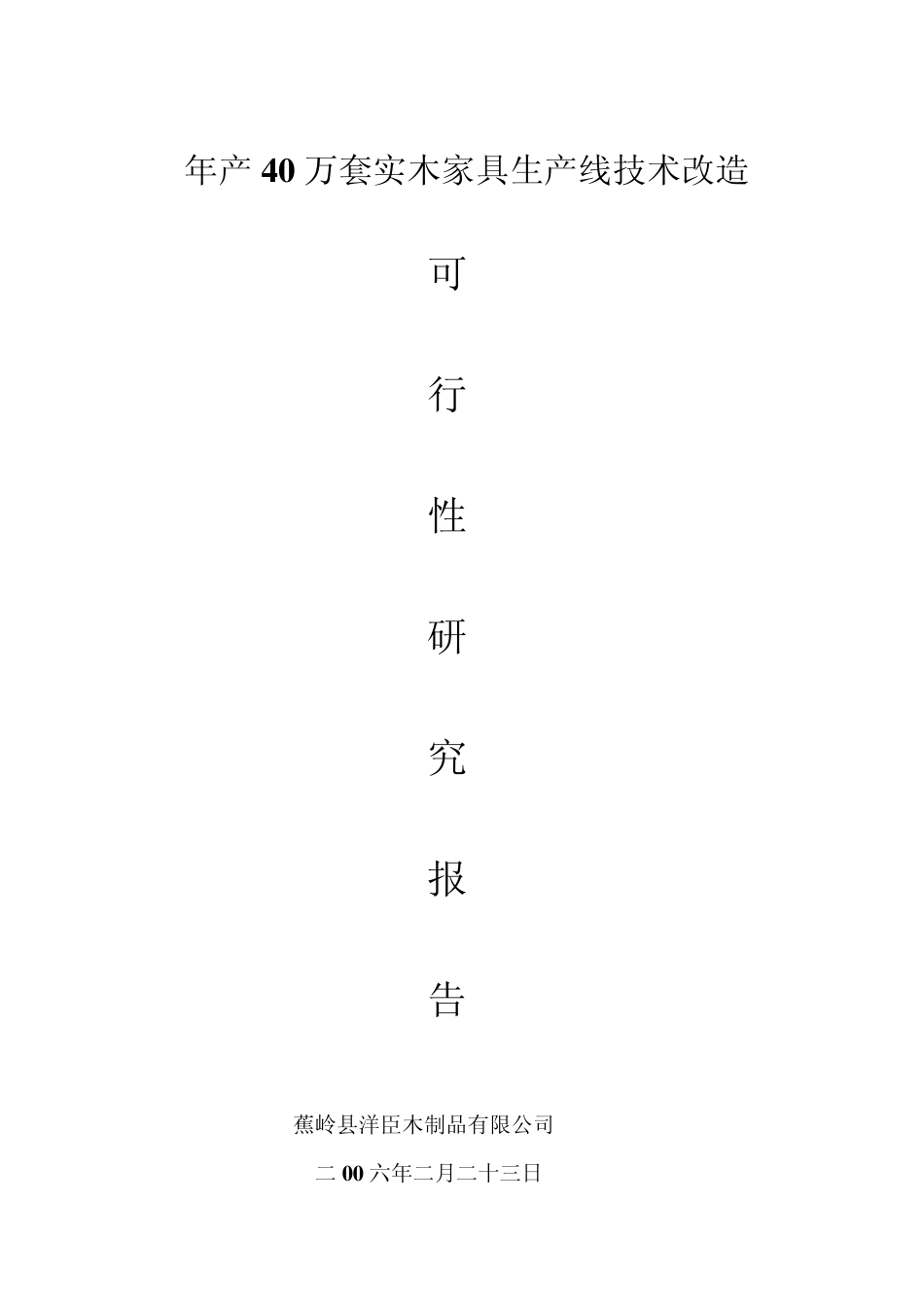 年产40万套实木家具生产线技术改造可行性报告_第1页