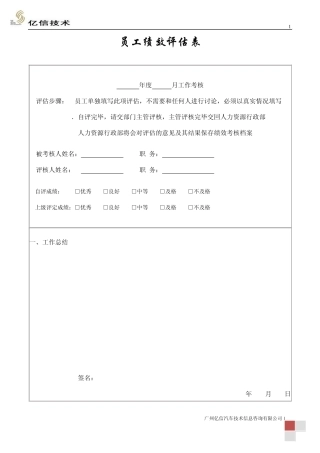 年度员工综合考核表