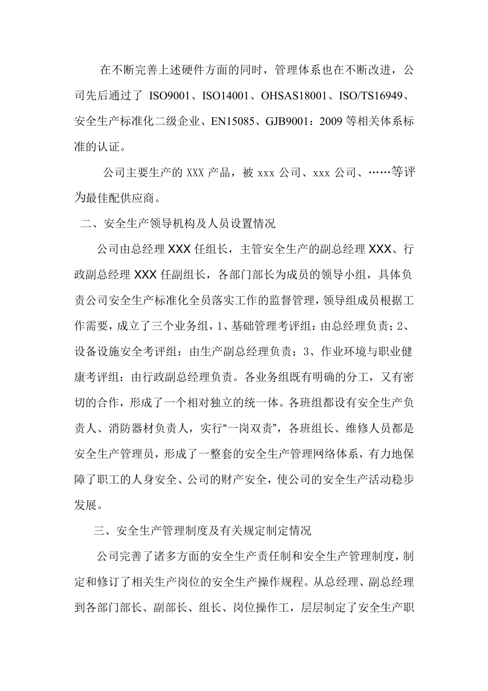 年度安全生产标准化二级企业自评报告_第3页