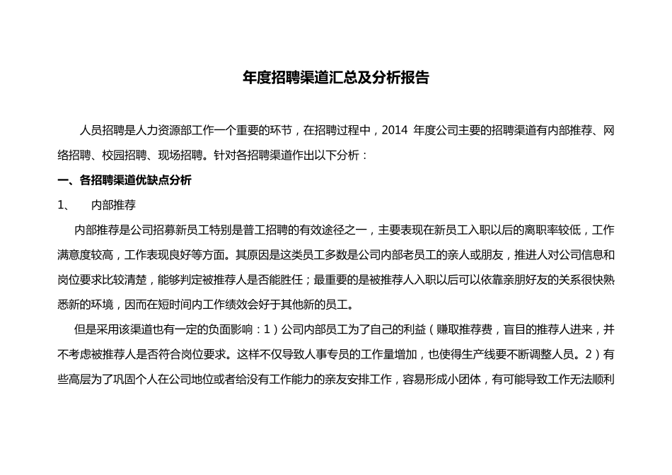 年度招聘渠道汇总及分析_第1页
