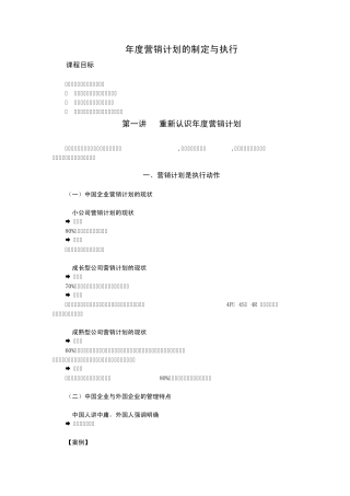 年度营销计划的制定与执行