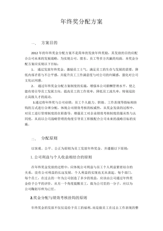 年终奖分配方案