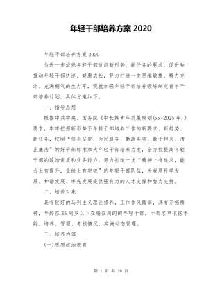 年轻干部培养方案2020