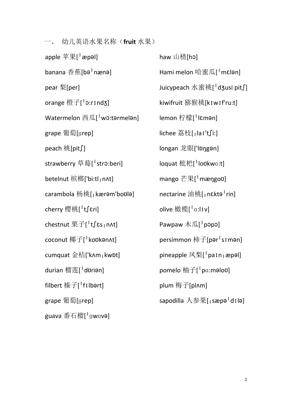 幼儿启蒙英语单词大全(含音标)_第2页