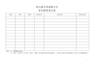 幼儿园专用表格大全