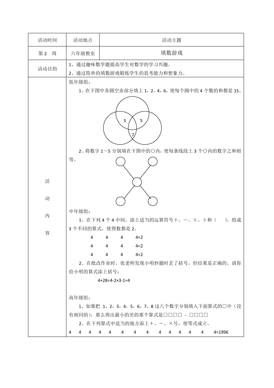 数学兴趣小组活动记录(表)_第2页