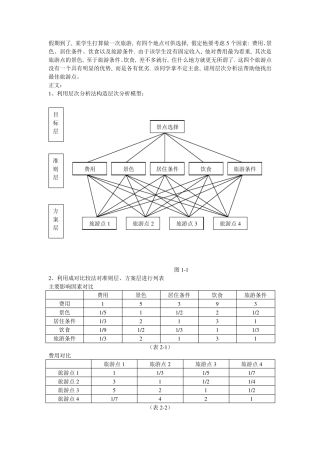 数学建模层次分析法旅游景点选址举例