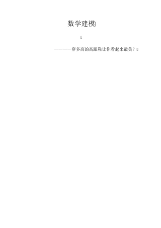 数学建模高跟鞋问题