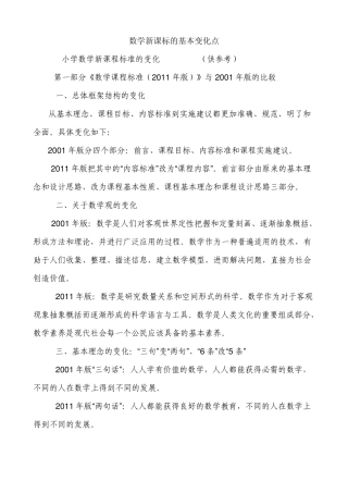 数学新课标的基本变化点