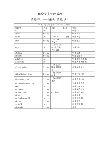 数据库设计(数据字典)