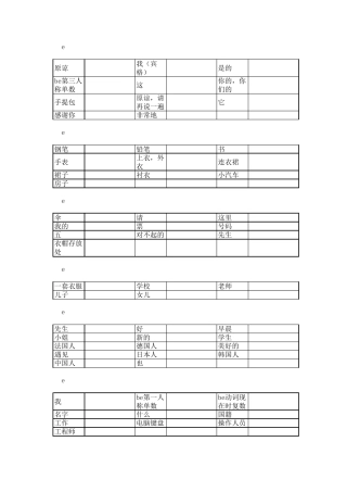 新概念第一册单词听写表(中英文)
