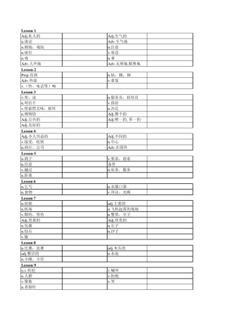 新概念第二册单词默写表(只有中文)