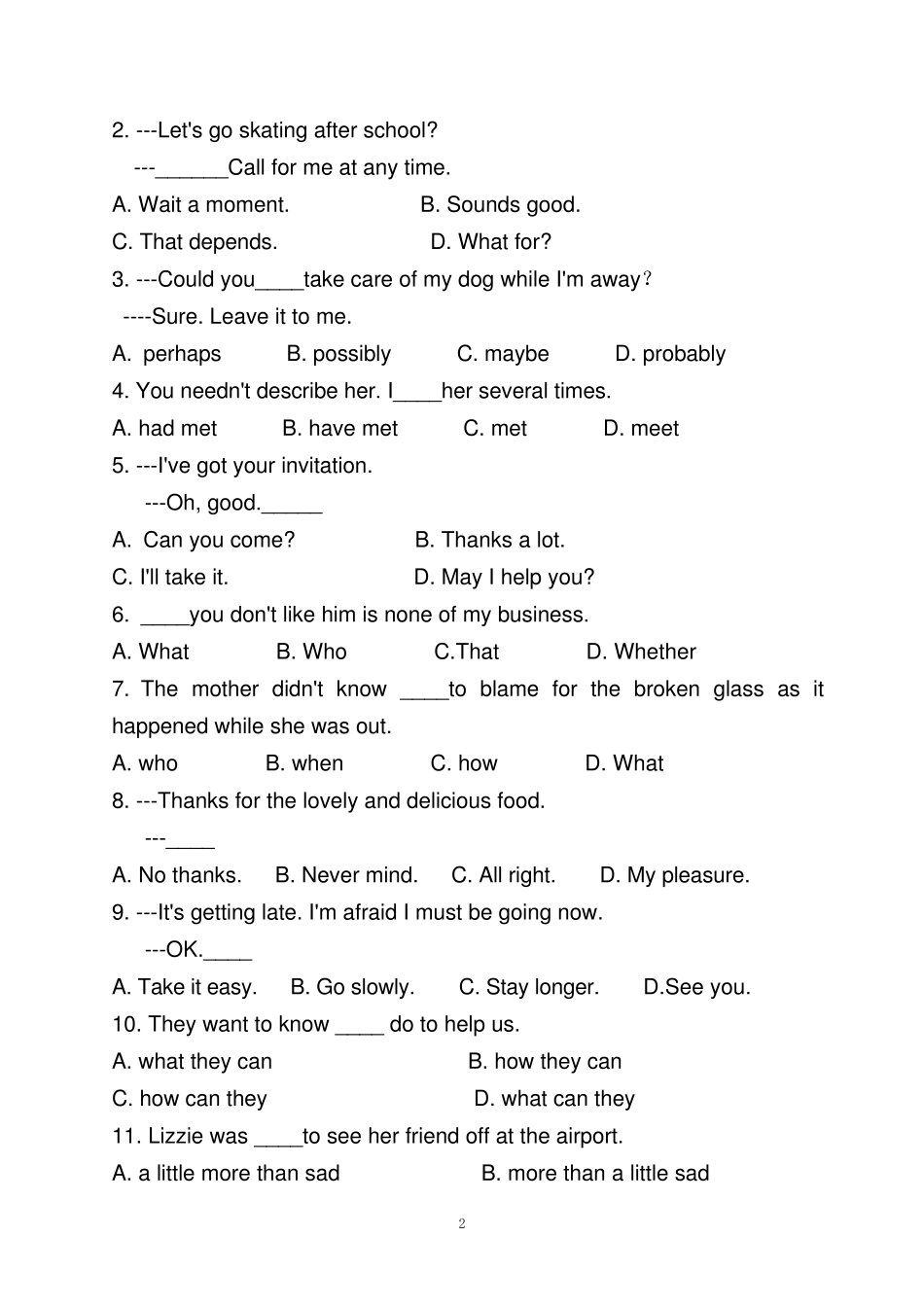 新概念第二册测试卷_第2页