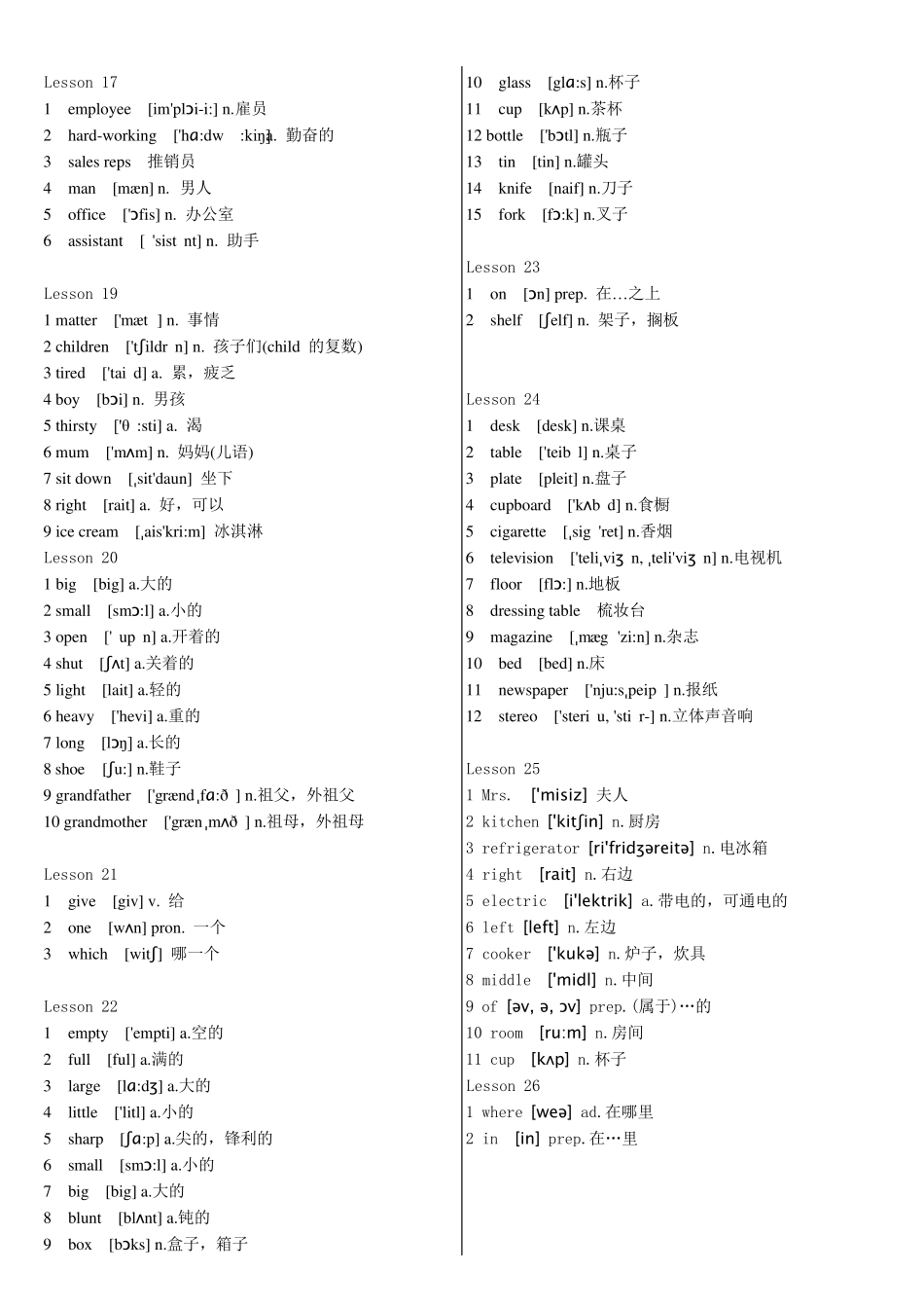 新概念英语第1册单词带音标和中文_第3页