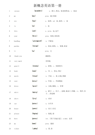 新概念英语第一册单词(带音标版)